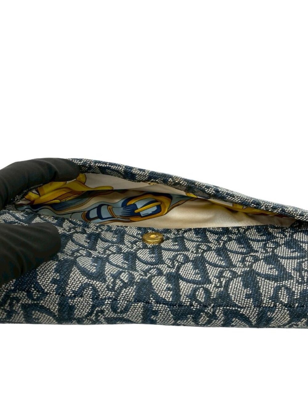 Dior Saddle Bag Trotter Cd Logo Canvas Leather Semi Navy - Picture 10 of 10